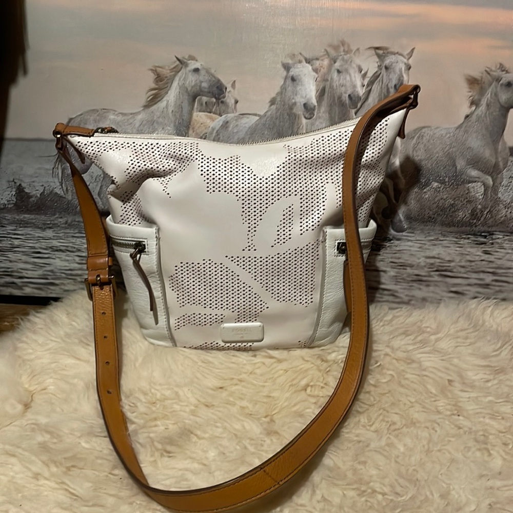 Fossil white leather bag